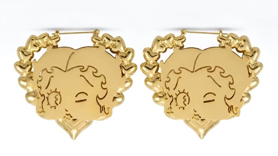 Gold Betty Heart Hoops