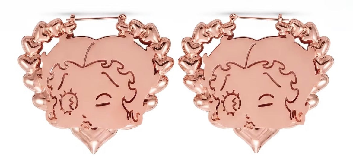 Rose Gold Betty Heart Hoops