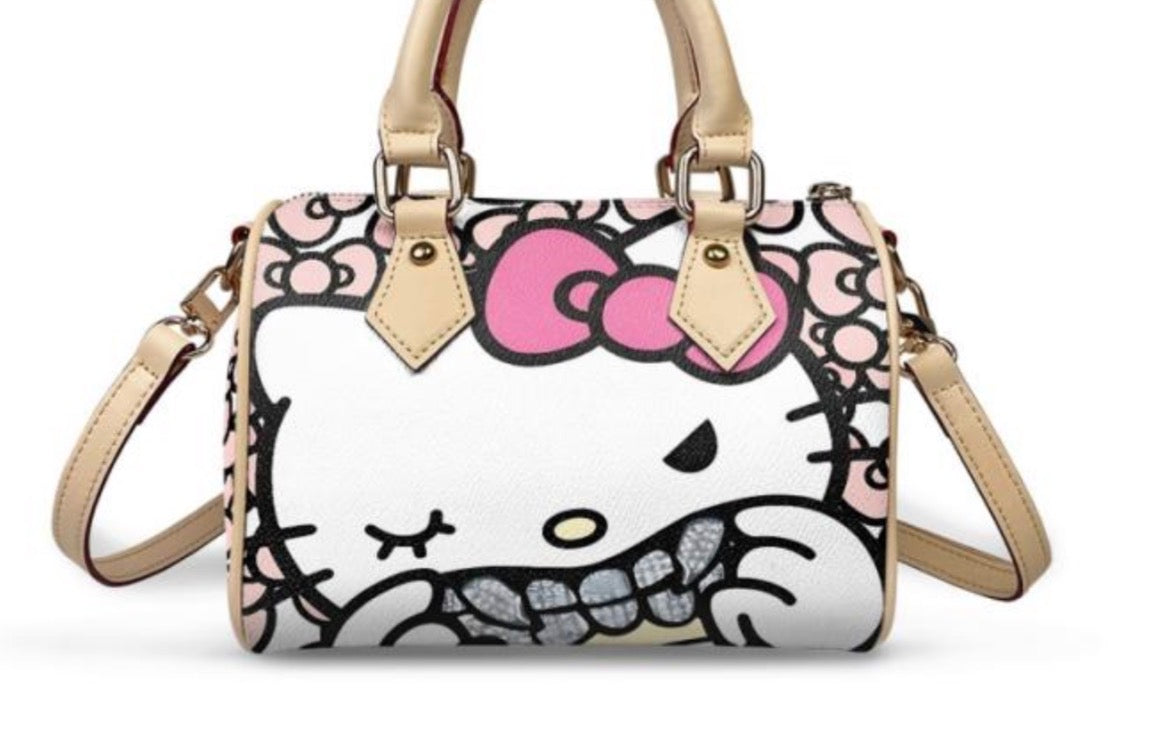 Pink Bling Kitty Barrel Bag