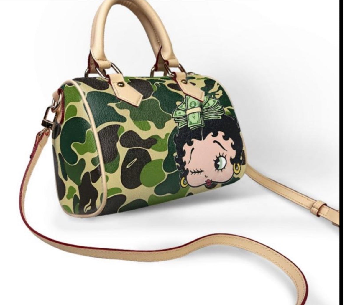 Money Doll Betty Camo Mini Barrel Bag